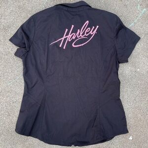 Harley Davidson rhinestones HD zip up shirt new with tags short sleeve biker Lg